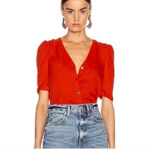 Veronica Beard Garland Blouse in Poppy Color Size 0